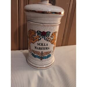 Antique Apothecary Jar Scilla Martima Porcelain White Rare